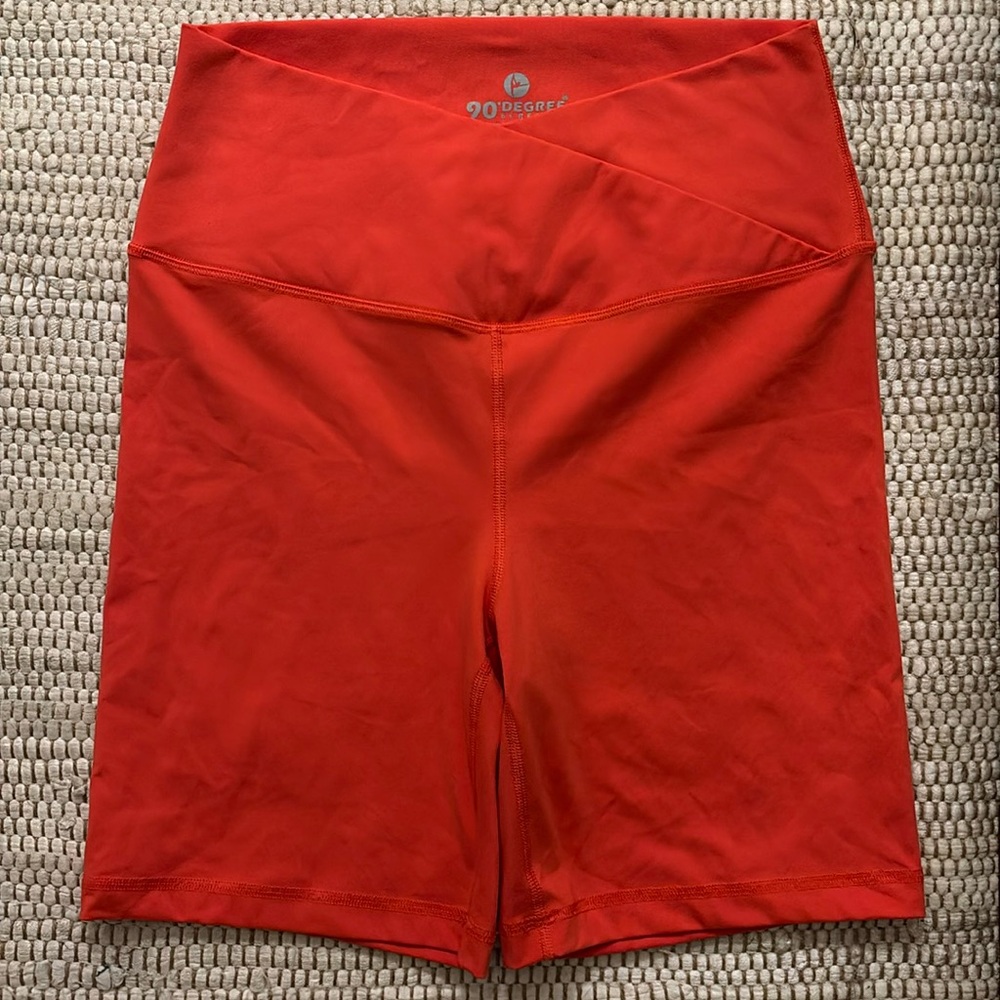 Red High Waisted Biker Shorts (Large)